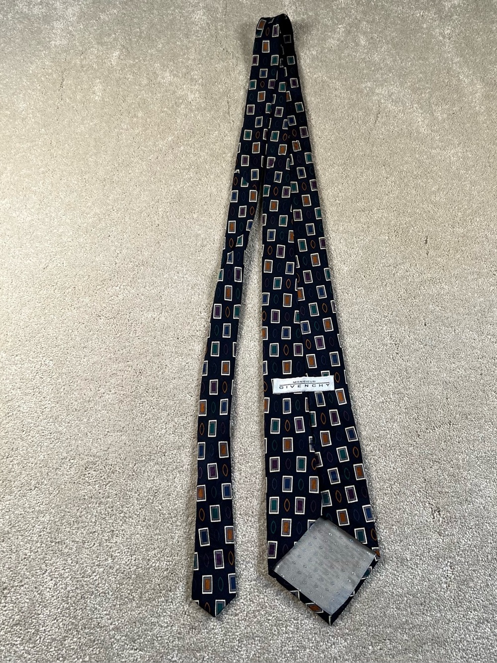 Monsieur Givenchy Neck Tie Silk Geometric wedding workwear professrional - Picture 3 of 9